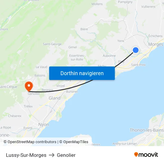 Lussy-Sur-Morges to Genolier map