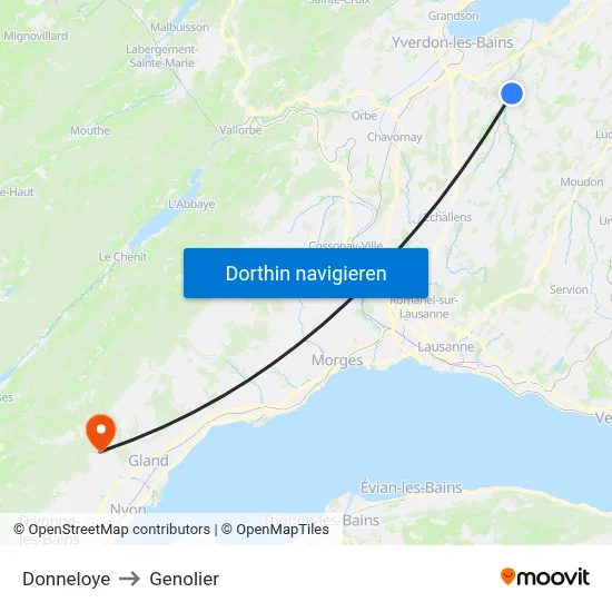 Donneloye to Genolier map