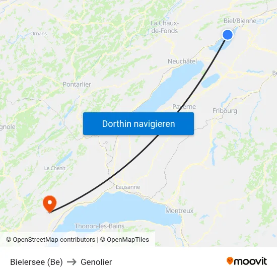 Bielersee (Be) to Genolier map