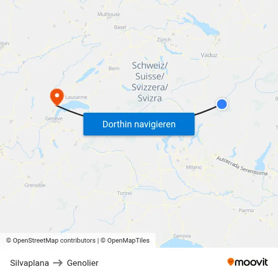 Silvaplana to Genolier map