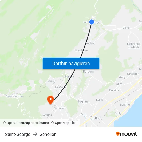 Saint-George to Genolier map