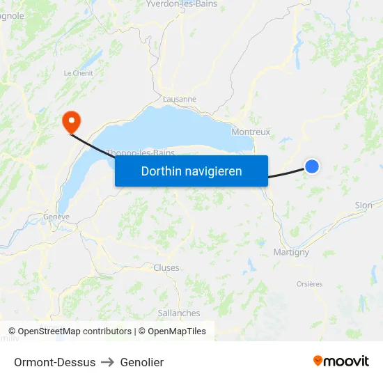 Ormont-Dessus to Genolier map