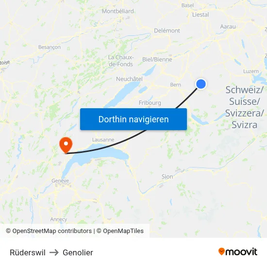 Rüderswil to Genolier map