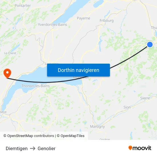 Diemtigen to Genolier map