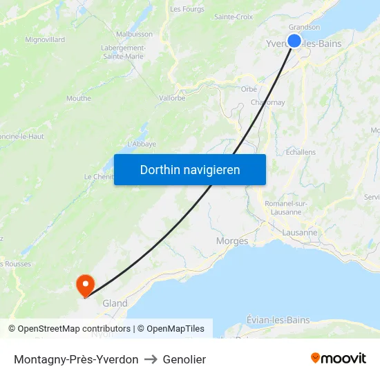 Montagny-Près-Yverdon to Genolier map
