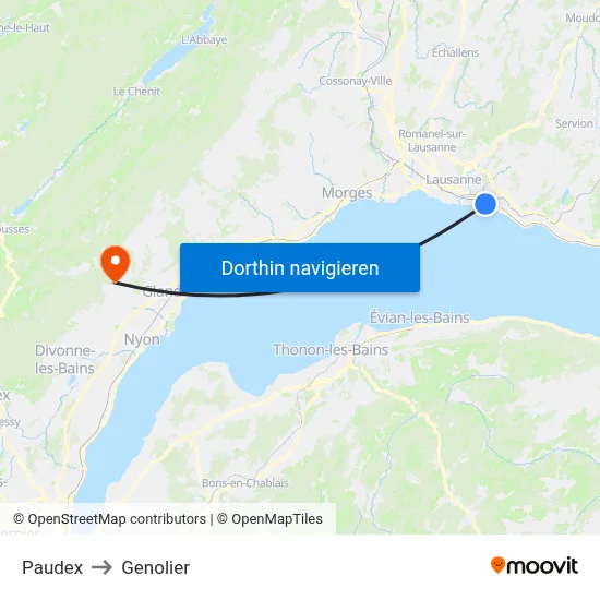 Paudex to Genolier map
