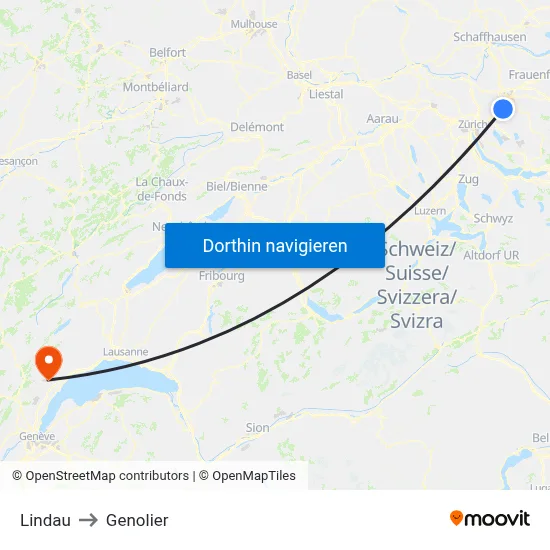 Lindau to Genolier map