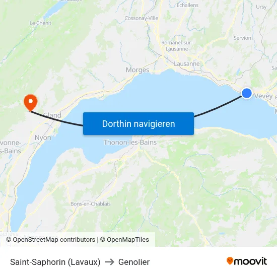 Saint-Saphorin (Lavaux) to Genolier map