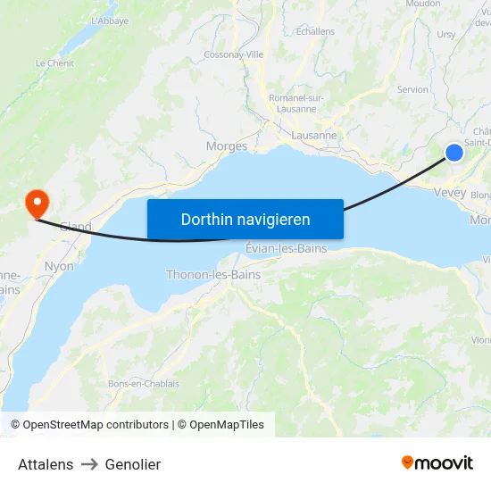 Attalens to Genolier map