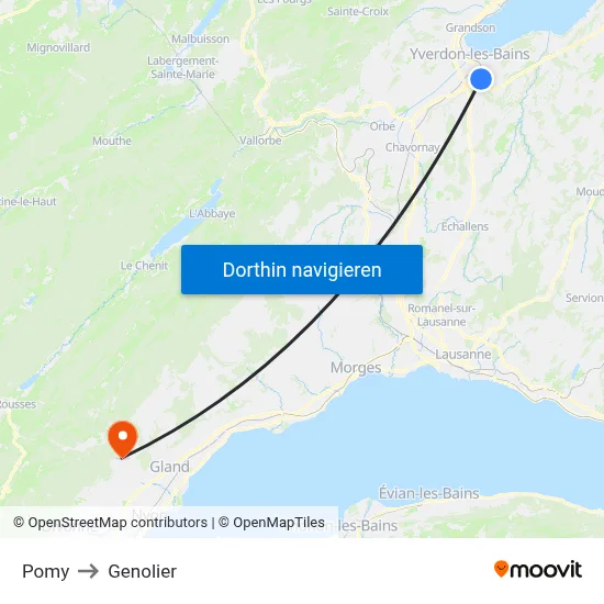 Pomy to Genolier map