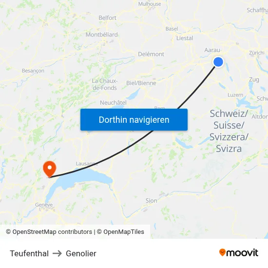 Teufenthal to Genolier map