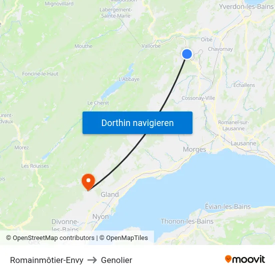 Romainmôtier-Envy to Genolier map