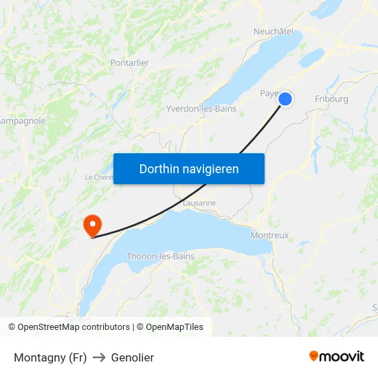 Montagny (Fr) to Genolier map