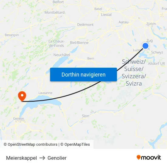 Meierskappel to Genolier map