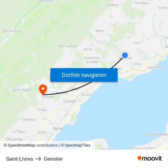 Saint-Livres to Genolier map