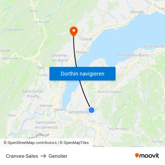 Cranves-Sales to Genolier map