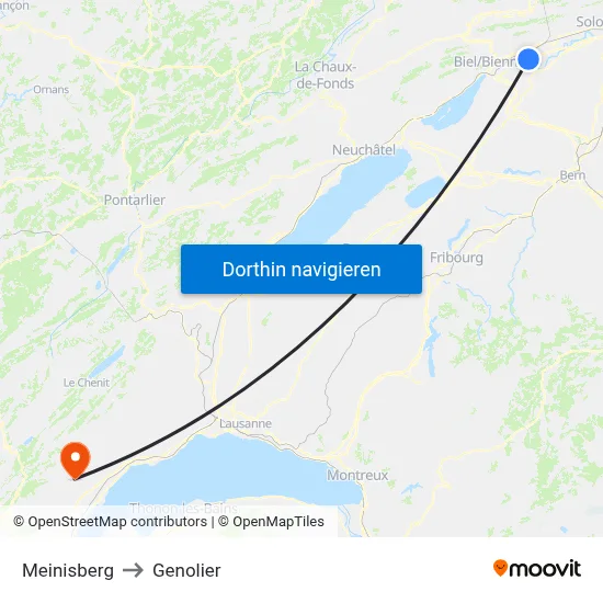 Meinisberg to Genolier map