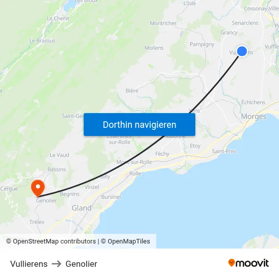 Vullierens to Genolier map