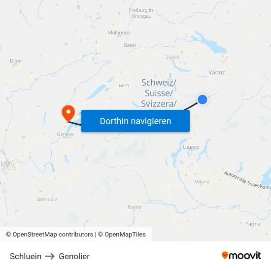 Schluein to Genolier map