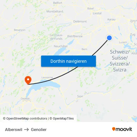 Alberswil to Genolier map