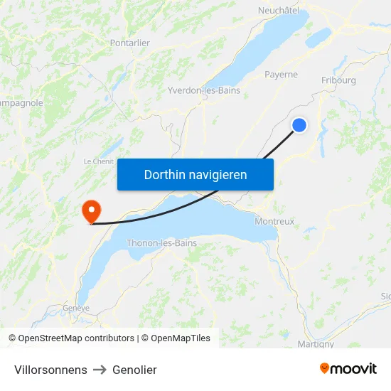 Villorsonnens to Genolier map