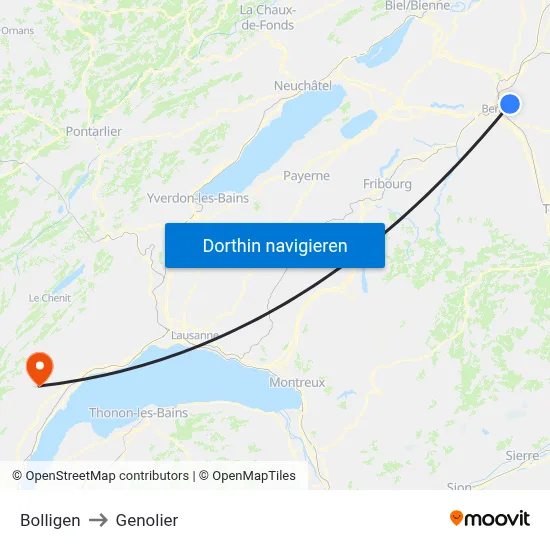 Bolligen to Genolier map