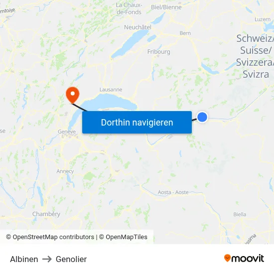 Albinen to Genolier map