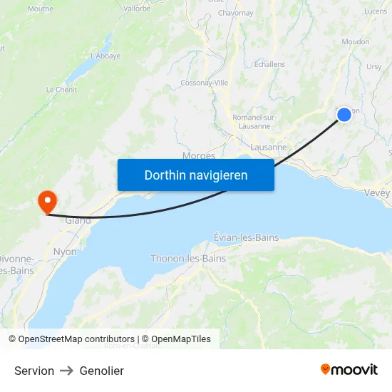 Servion to Genolier map