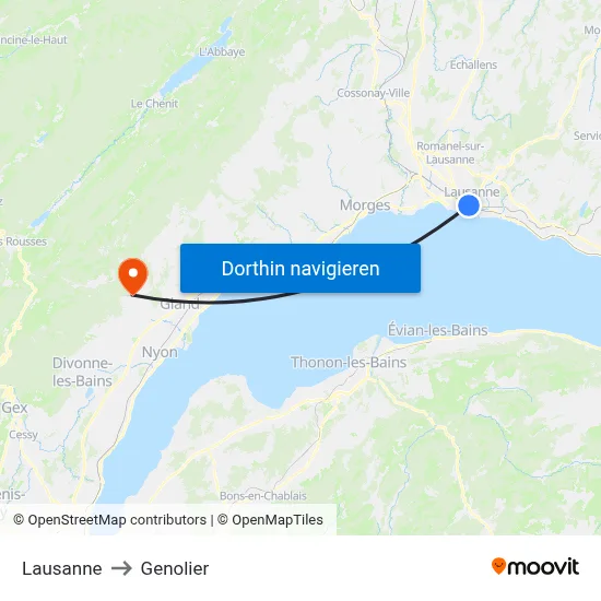 Lausanne to Genolier map