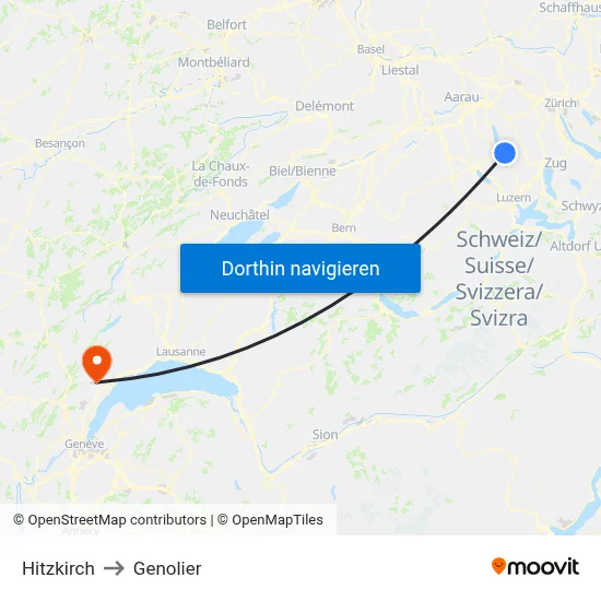 Hitzkirch to Genolier map
