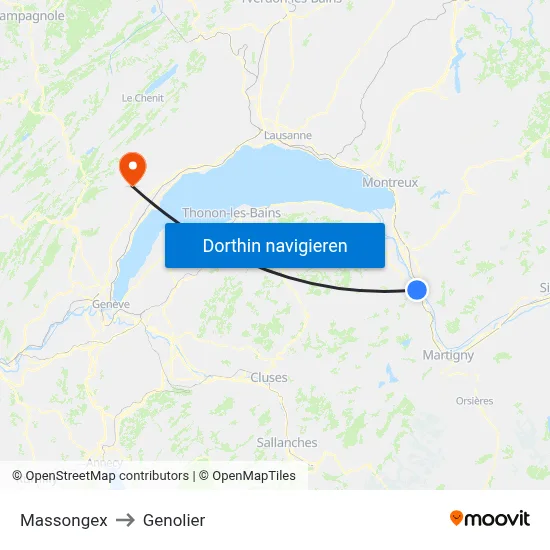 Massongex to Genolier map