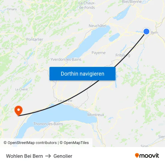 Wohlen Bei Bern to Genolier map