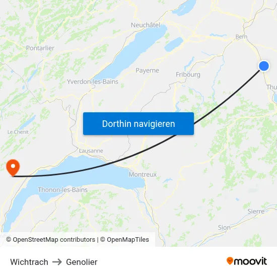 Wichtrach to Genolier map