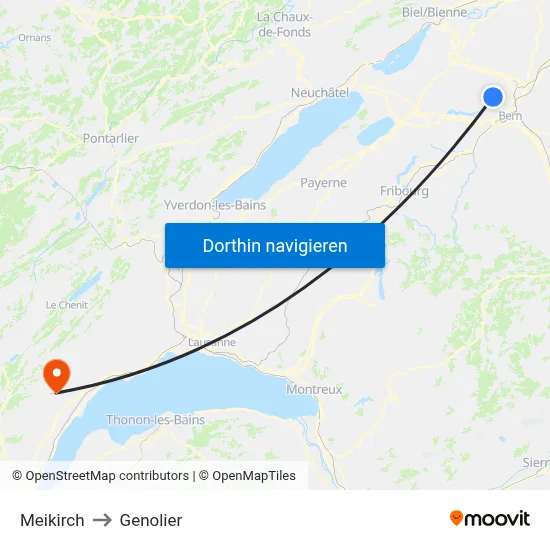 Meikirch to Genolier map