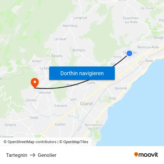 Tartegnin to Genolier map