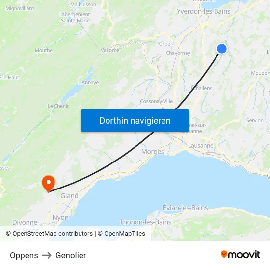Oppens to Genolier map
