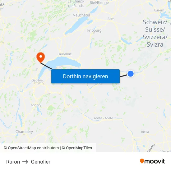 Raron to Genolier map