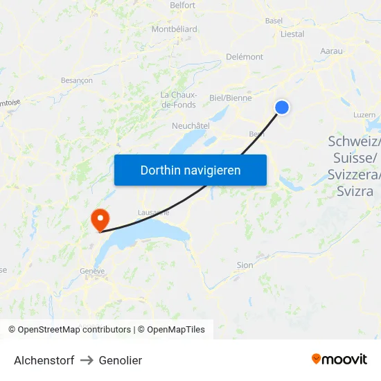 Alchenstorf to Genolier map