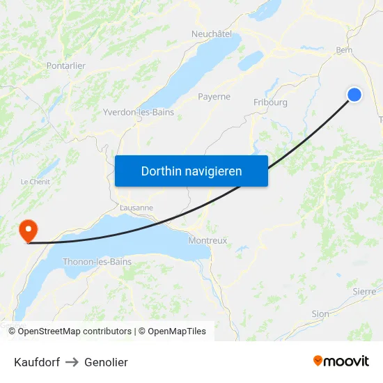 Kaufdorf to Genolier map