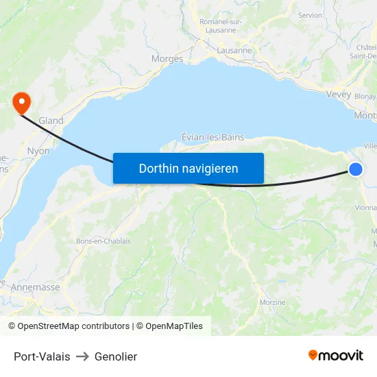 Port-Valais to Genolier map