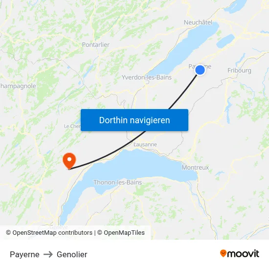 Payerne to Genolier map