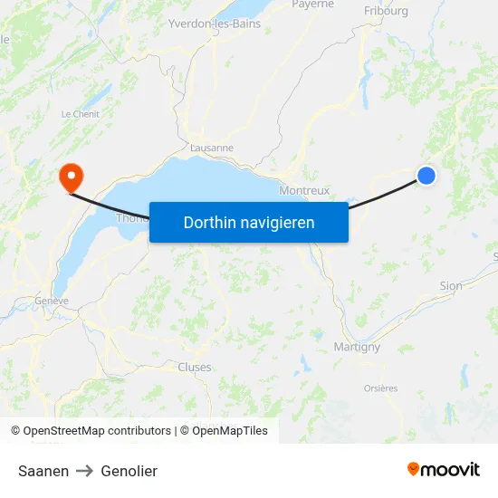 Saanen to Genolier map