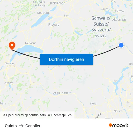 Quinto to Genolier map