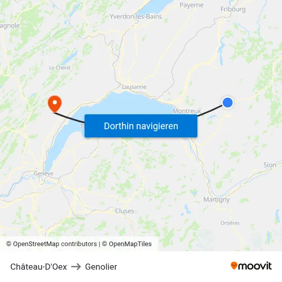 Château-D'Oex to Genolier map