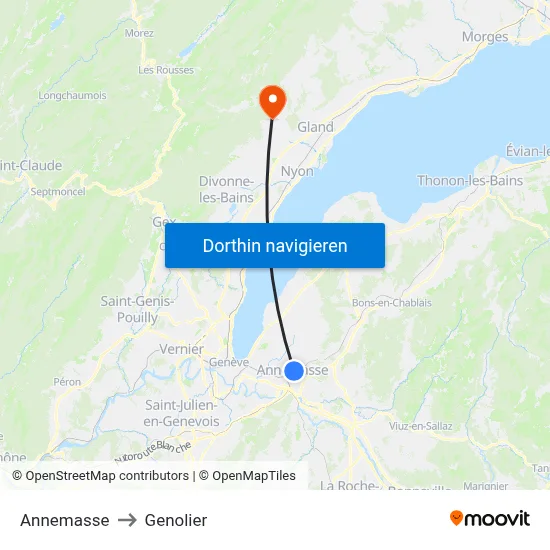 Annemasse to Genolier map