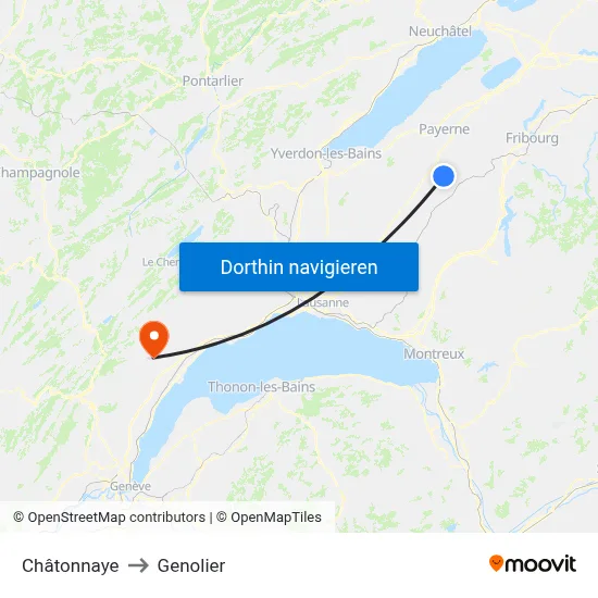 Châtonnaye to Genolier map