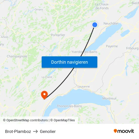 Brot-Plamboz to Genolier map