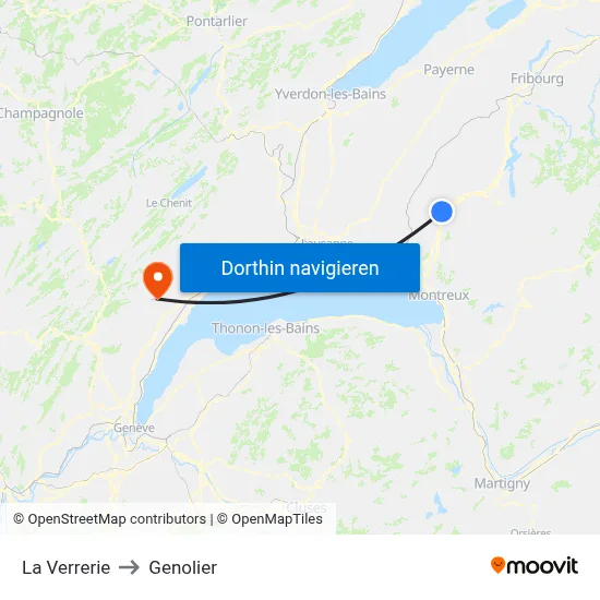 La Verrerie to Genolier map