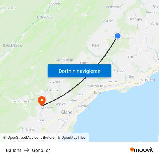 Ballens to Genolier map