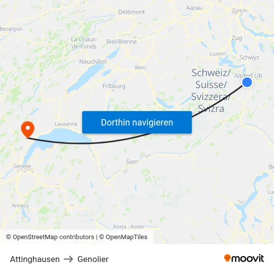 Attinghausen to Genolier map